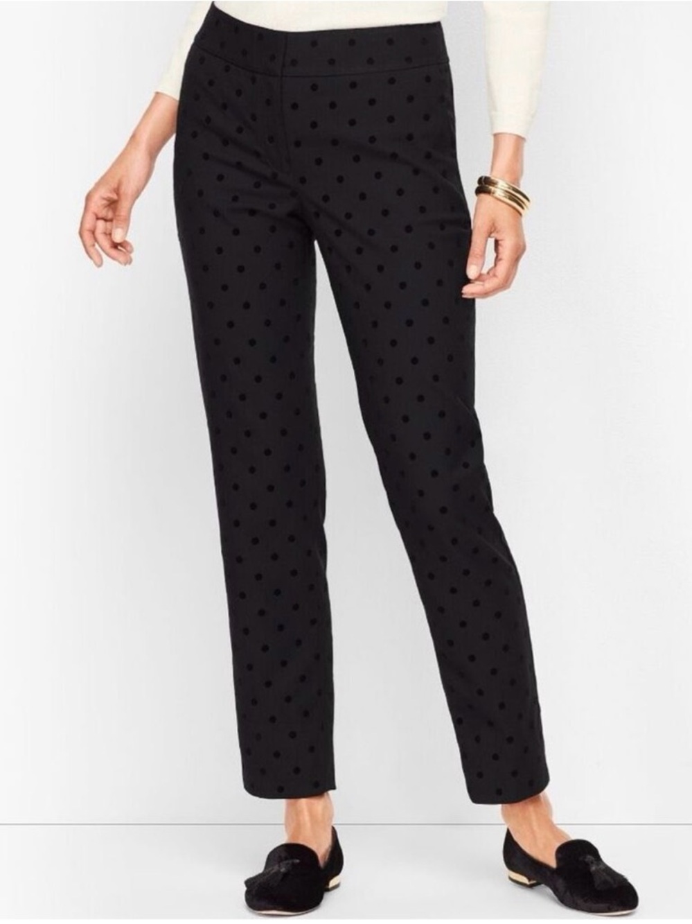 Talbots Black Polka Dot Slim Ankle Pants